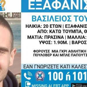 Εξαφάνιση 20χρονου στη Θεσσαλονίκη